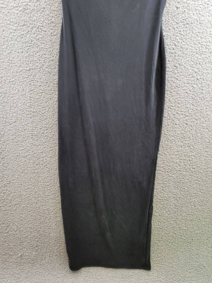 Good American Sandwashed Jersey Maxi Dress Women's L Black Off Shoulder Neckline