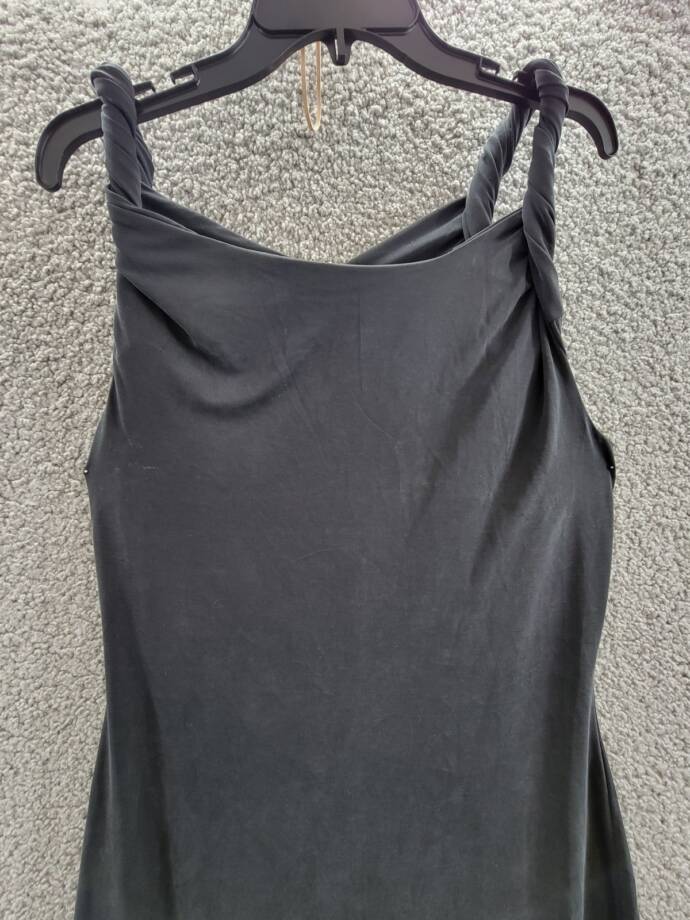 Good American Sandwashed Jersey Maxi Dress Women's L Black Off Shoulder Neckline