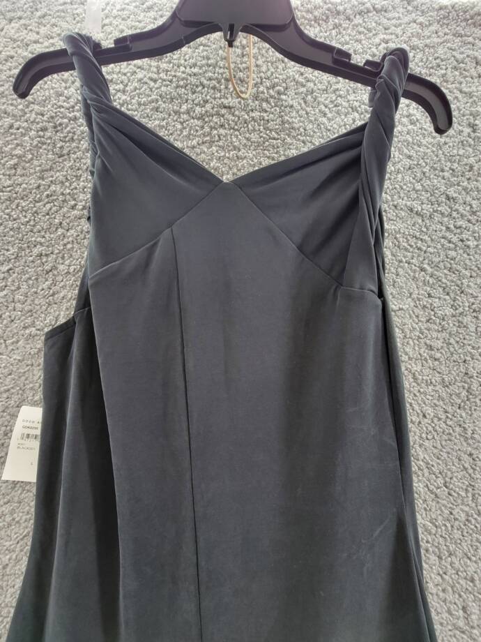 Good American Sandwashed Jersey Maxi Dress Women's L Black Off Shoulder Neckline