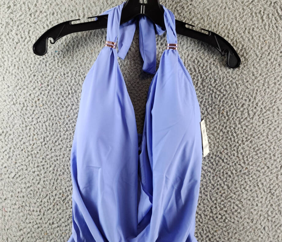 Bar III Solid Cowlneck One-Piece Swimsuit Women's XL Berry Peri Tie Back