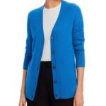 C by Bloomingdale's Cashmere Grandfather Cardigan Womens S Lagoon Button Closure