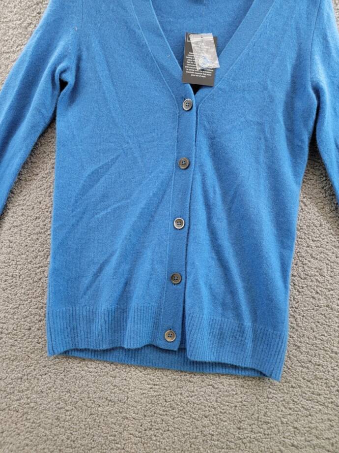 C by Bloomingdale's Cashmere Grandfather Cardigan Womens S Lagoon Button Closure