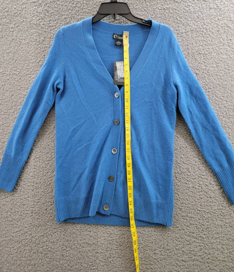 C by Bloomingdale's Cashmere Grandfather Cardigan Womens S Lagoon Button Closure
