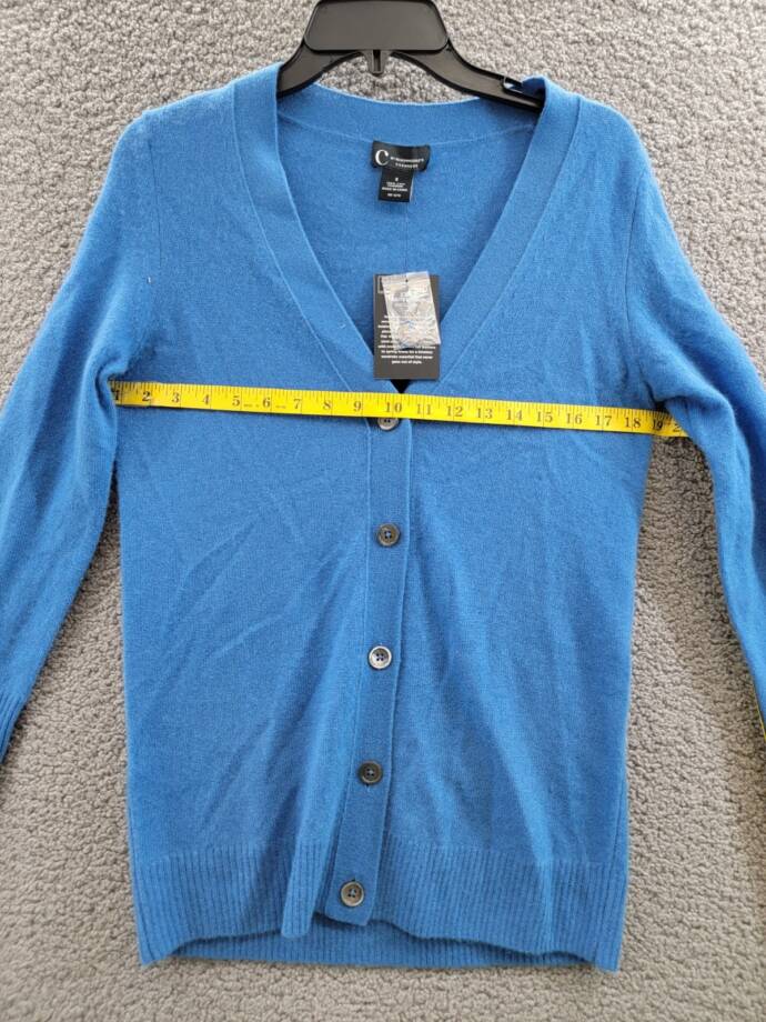 C by Bloomingdale's Cashmere Grandfather Cardigan Womens S Lagoon Button Closure