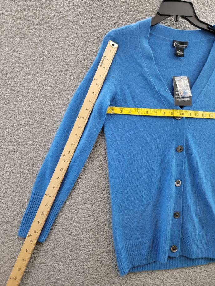 C by Bloomingdale's Cashmere Grandfather Cardigan Womens S Lagoon Button Closure
