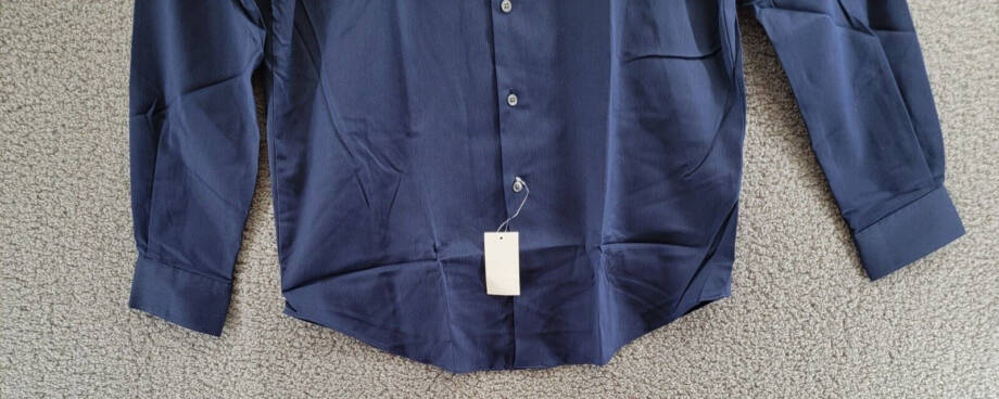 Van Heusen Stain Shield Regular Fit Dress Shirt Men's 15-15.5 34-35 Navy L/S