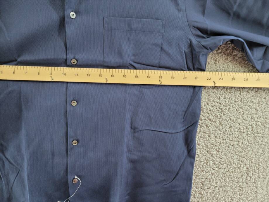 Van Heusen Stain Shield Regular Fit Dress Shirt Men's 15-15.5 34-35 Navy L/S