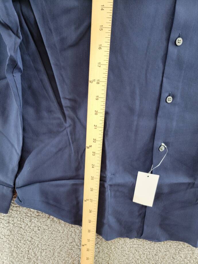 Van Heusen Stain Shield Regular Fit Dress Shirt Men's 15-15.5 34-35 Navy L/S
