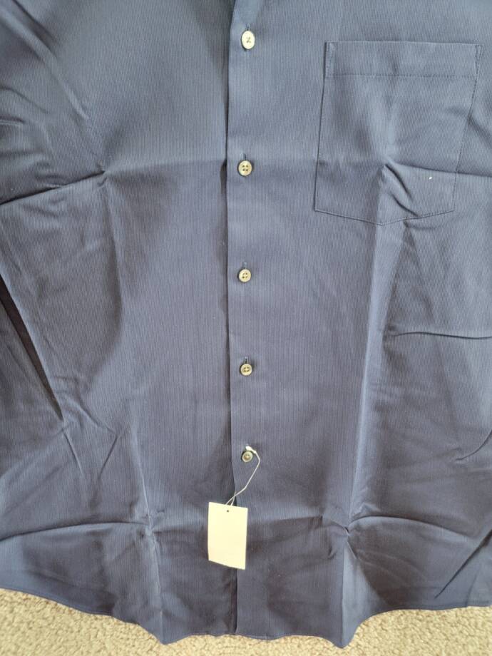 Van Heusen Stain Shield Regular Fit Dress Shirt Men's 15-15.5 34-35 Navy L/S