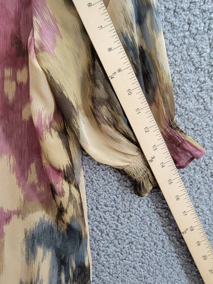 Lauren Ralph Lauren Petite Printed Ruffled Top Womens PXS Tan Multi Button Front