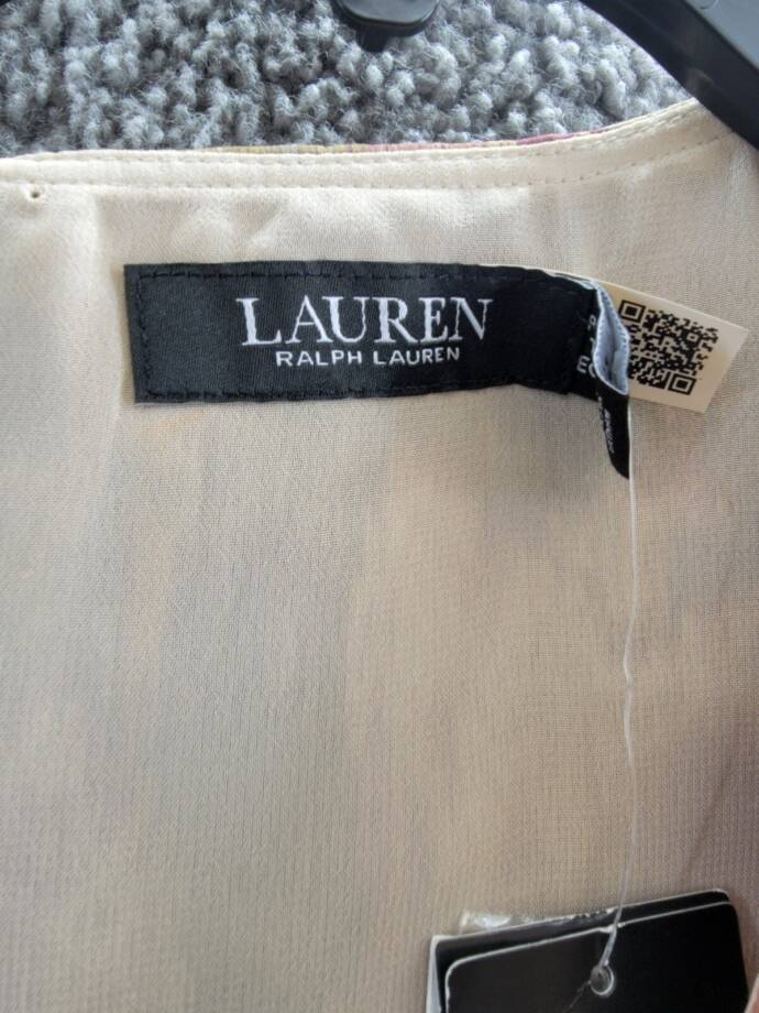 Lauren Ralph Lauren Petite Printed Ruffled Top Womens PXS Tan Multi Button Front