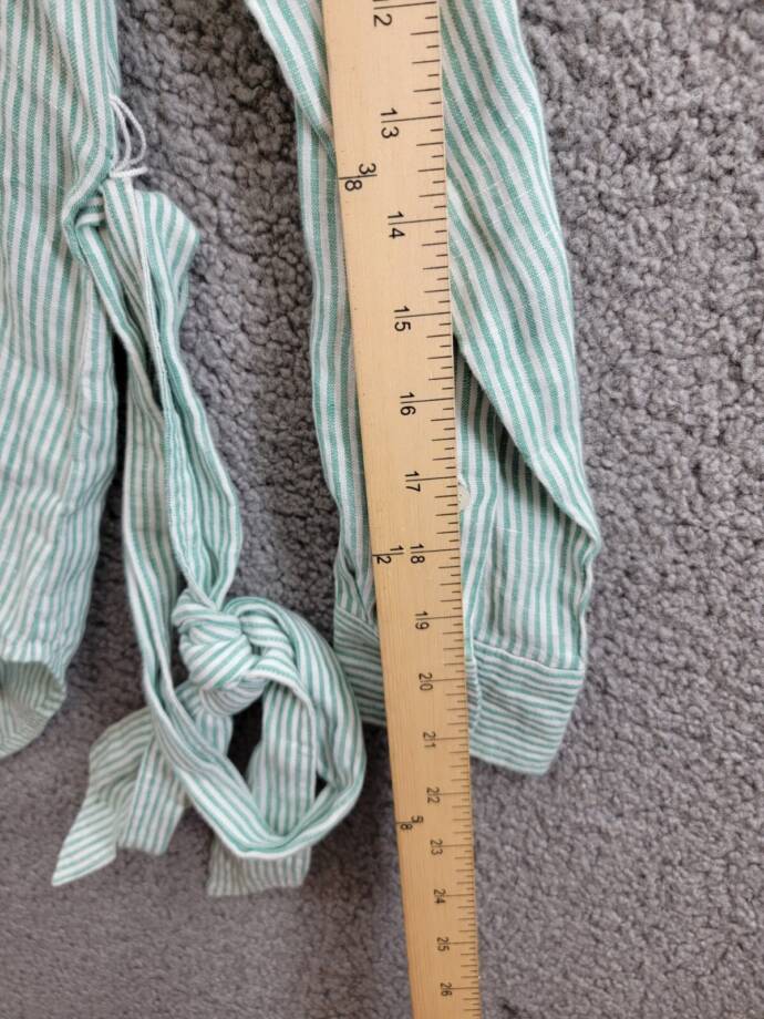 Lauren Ralph Lauren Striped Belted Utility Linen Shirt Women's XS Green/White