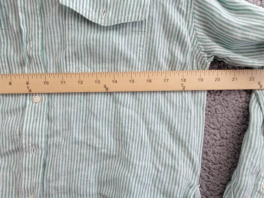 Lauren Ralph Lauren Striped Belted Utility Linen Shirt Women's XS Green/White