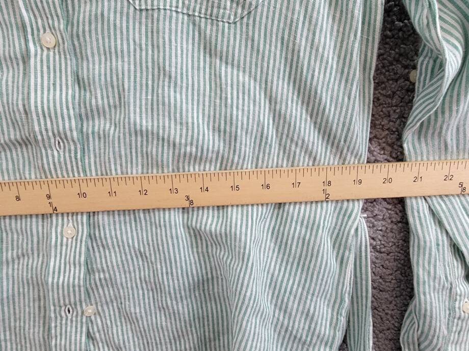 Lauren Ralph Lauren Striped Belted Utility Linen Shirt Women's XS Green/White