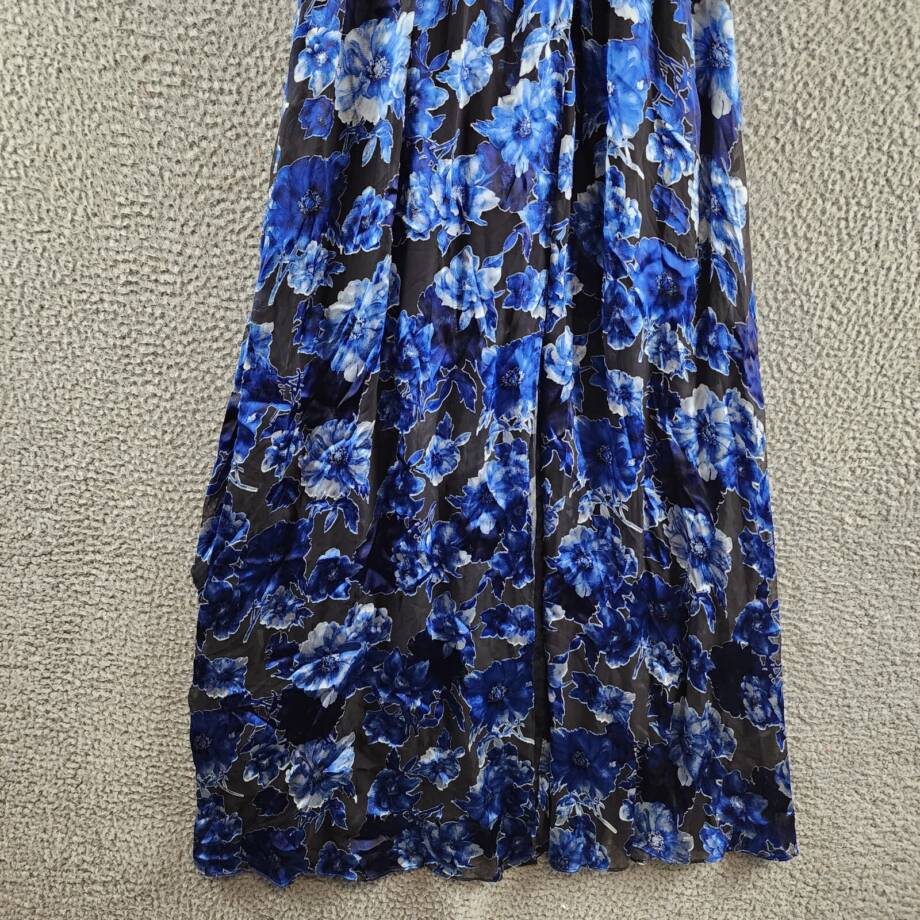 Alice + Olivia Samantha Faux Wrap Maxi Dress Women's 0 Black/Blue Silk Blend