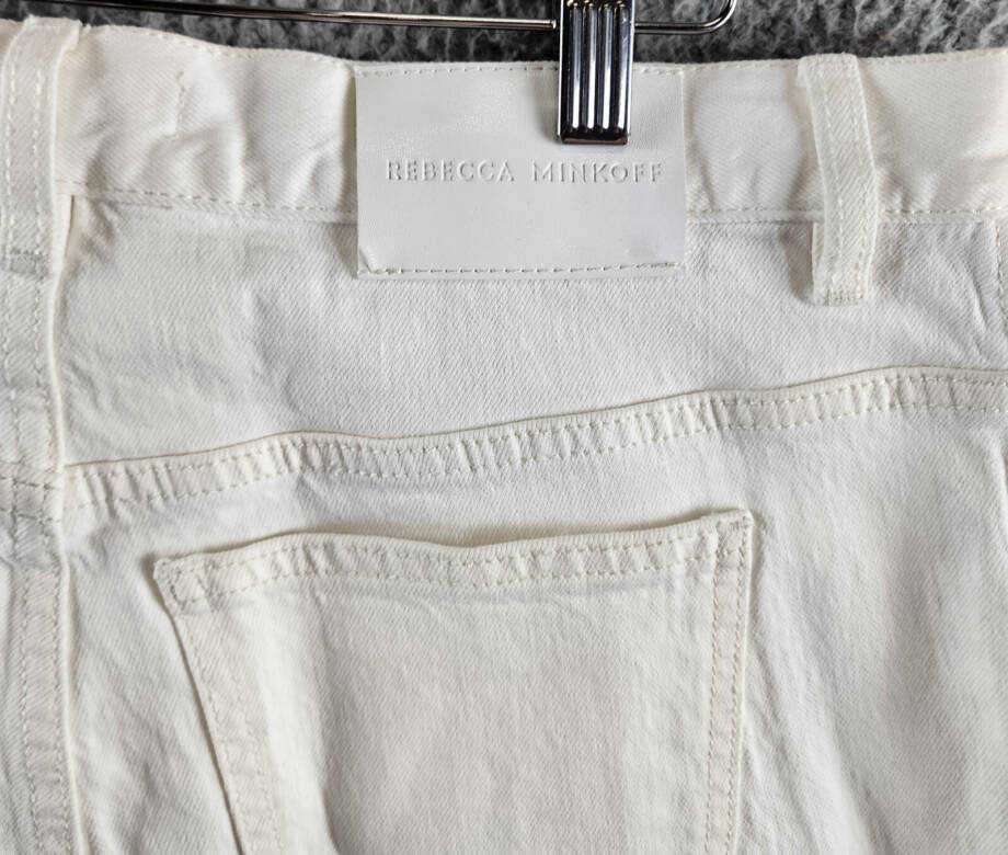 REBECCA MINKOFF Relaxed Cargo Pants Women's 29 Alabaster Zip & Button Closure