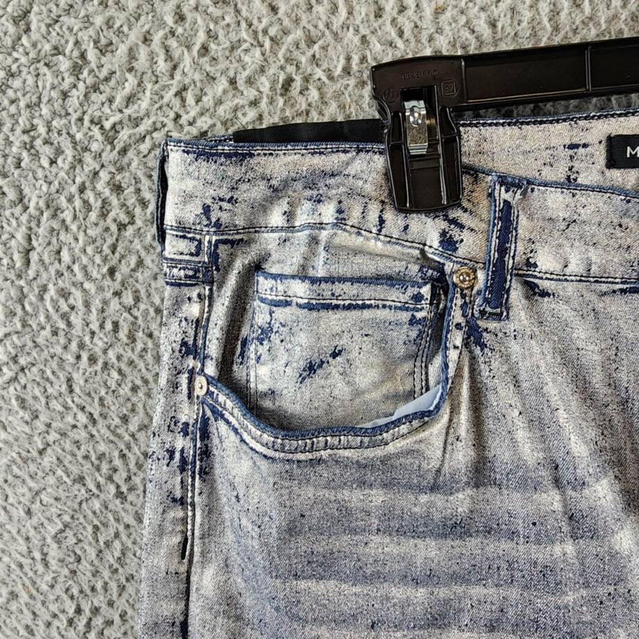 MONFRÈRE Greyson Skinny Fit Jeans Men's 36 Silver Haze Denim Button Zip Closure