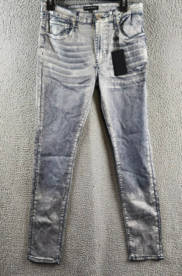 MONFRÈRE Greyson Skinny Fit Jeans Men's 32 Silver Haze Denim Button Zip Closure