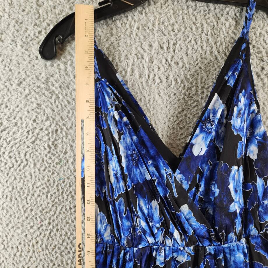 Alice + Olivia Samantha Faux Wrap Maxi Dress Women's 0 Black/Blue Silk Blend