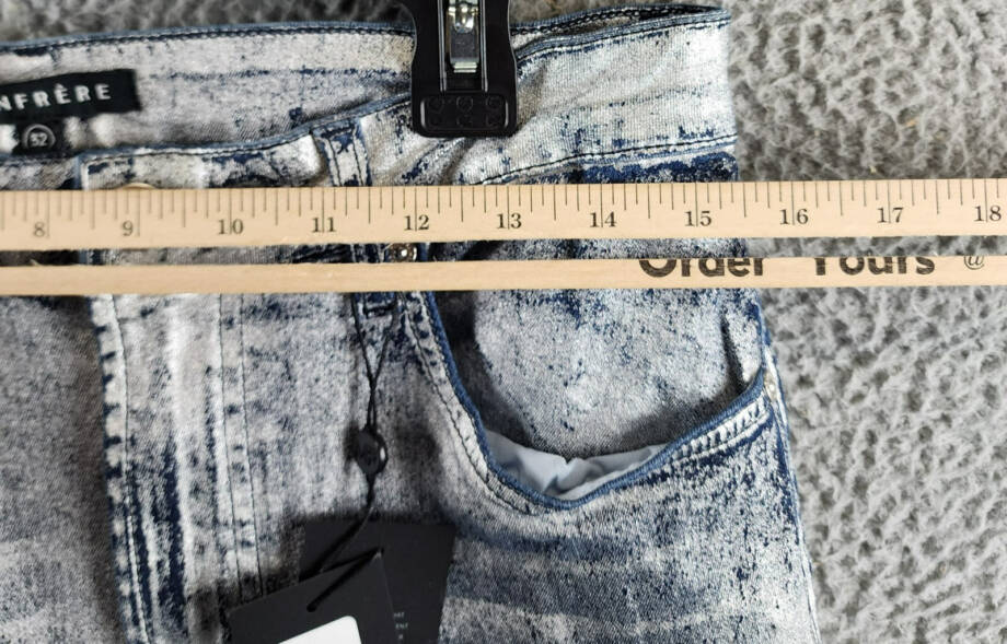 MONFRÈRE Greyson Skinny Fit Jeans Men's 32 Silver Haze Denim Button Zip Closure