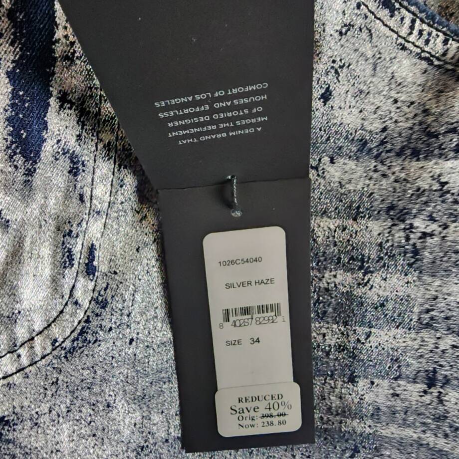 MONFRÈRE Greyson Skinny Fit Jeans Men's 34 Silver Haze Denim Button Zip Closure