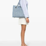Maje Rhinestone-Embellished Denim Tote Bag Women's One Size Blue Magnetic Snap
