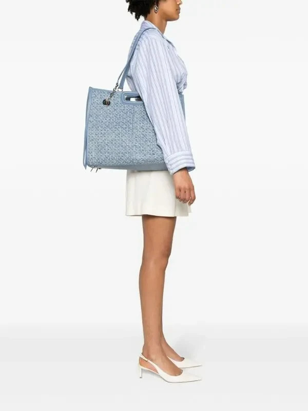 Maje Rhinestone-Embellished Denim Tote Bag Women's One Size Blue Magnetic Snap