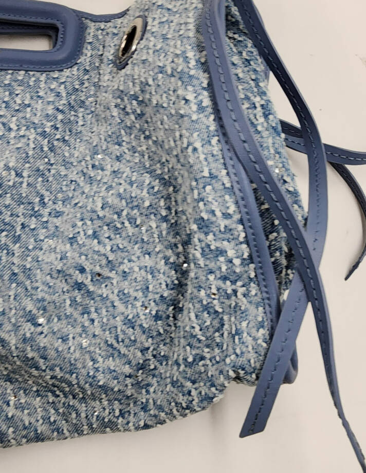 Maje Rhinestone-Embellished Denim Tote Bag Women's One Size Blue Magnetic Snap