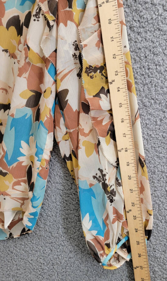 Lauren Ralph Lauren Plus Size Floral Tie-Neck Top Women's 2X White Multi L/S