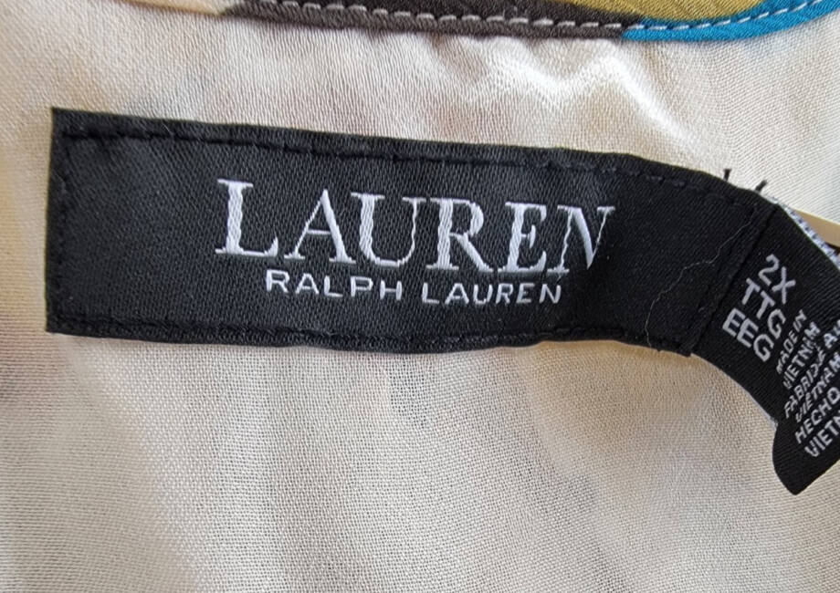 Lauren Ralph Lauren Plus Size Floral Tie-Neck Top Women's 2X White Multi L/S
