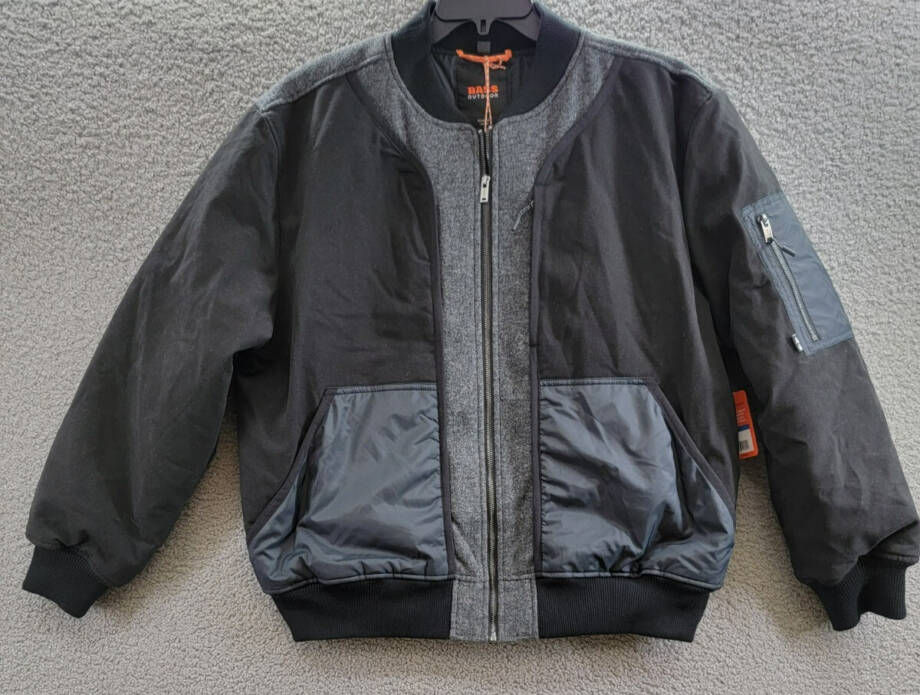 BASS OUTDOOR Hero Mixed Media Zip-Front Bomber Jacket Men's XL Black Beauty L/S