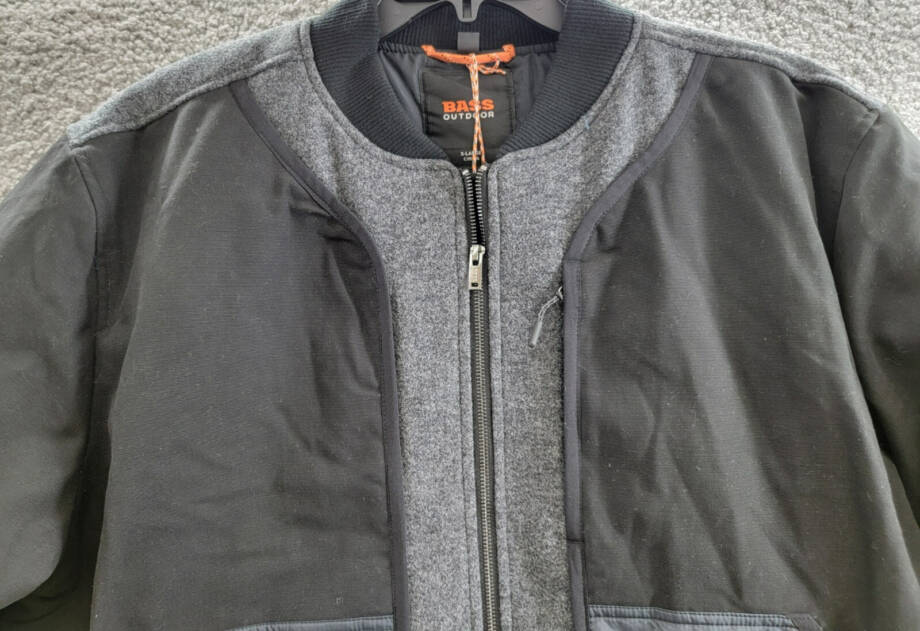 BASS OUTDOOR Hero Mixed Media Zip-Front Bomber Jacket Men's XL Black Beauty L/S