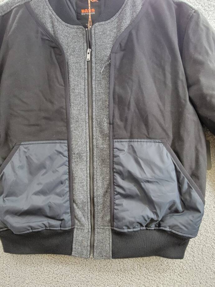 BASS OUTDOOR Hero Mixed Media Zip-Front Bomber Jacket Men's XL Black Beauty L/S