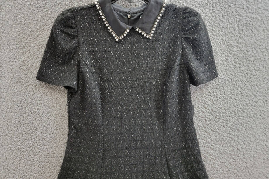 KARL LAGERFELD PARIS Abstract Texture Embellished-Collar Mini Dress Women's 4