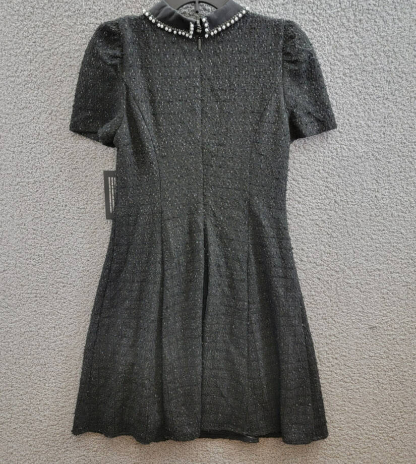 KARL LAGERFELD PARIS Abstract Texture Embellished-Collar Mini Dress Women's 4