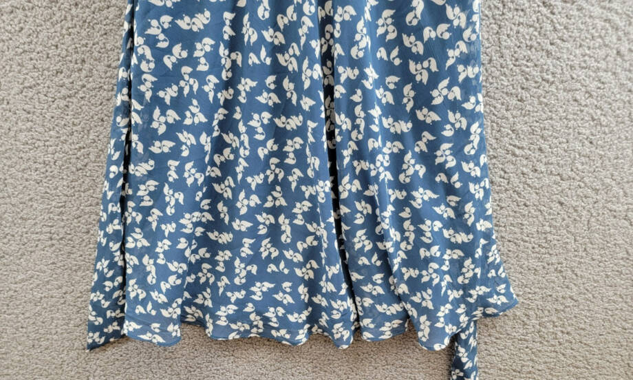 Lauren Ralph Lauren Petite Belted Ruffled Dress Women's 0P Blue Multi Side Zip