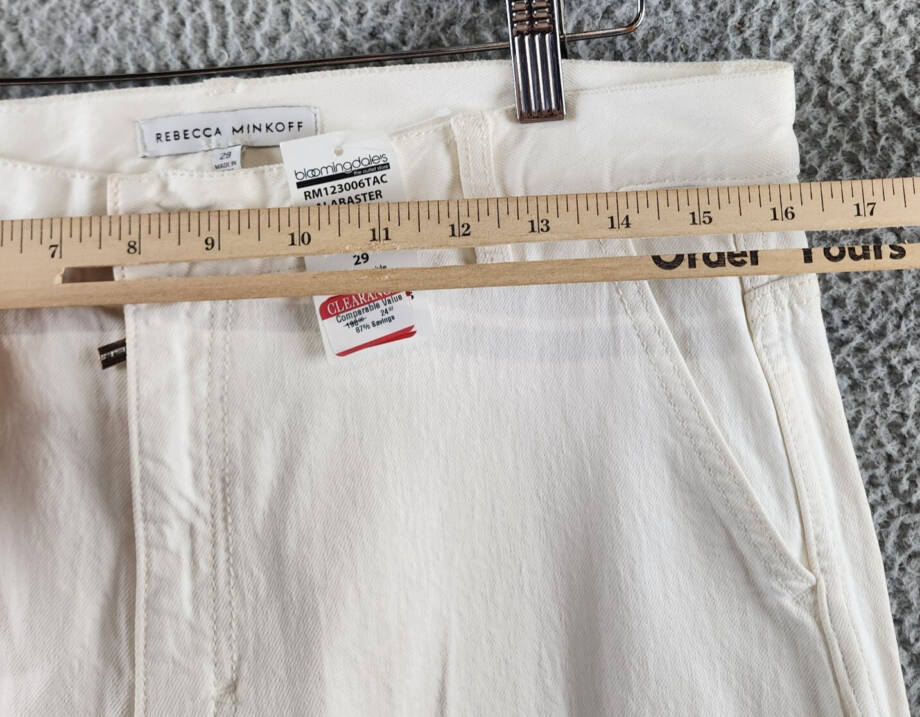 REBECCA MINKOFF Relaxed Cargo Pants Women's 29 Alabaster Zip & Button Closure