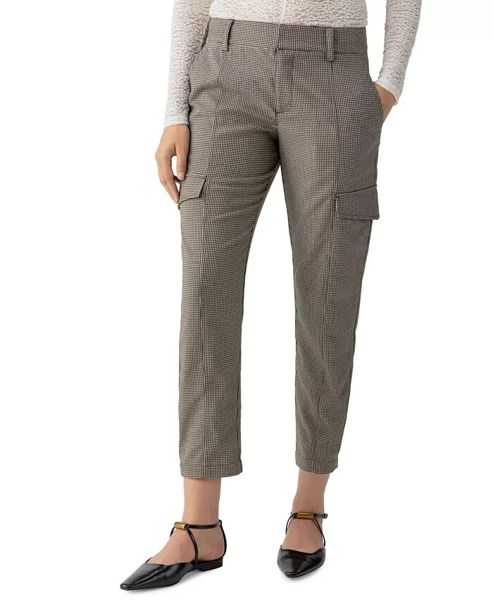 Sanctuary Polished Cargo Pants Women's 26 Compact Houndstooth Zip Hook & Bar