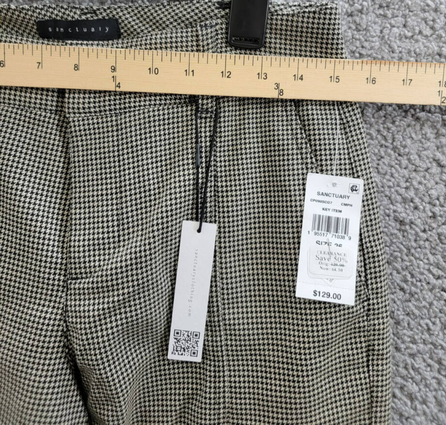 Sanctuary Polished Cargo Pants Women's 26 Compact Houndstooth Zip Hook & Bar