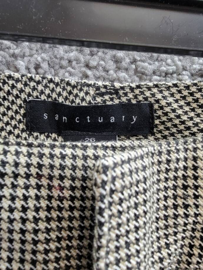 Sanctuary Polished Cargo Pants Women's 26 Compact Houndstooth Zip Hook & Bar