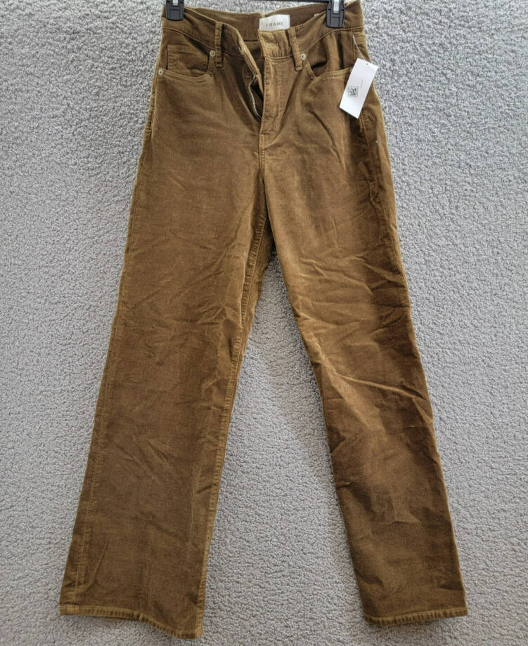 Frame Le Slim High Rise Wide Leg Palazzo Jeans Women's 25 Toast Button Closure