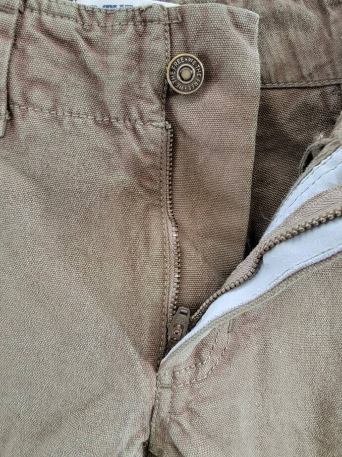 Free People We The Free Supersonic Slim Pants Women's 0 Army Button Zip Closure