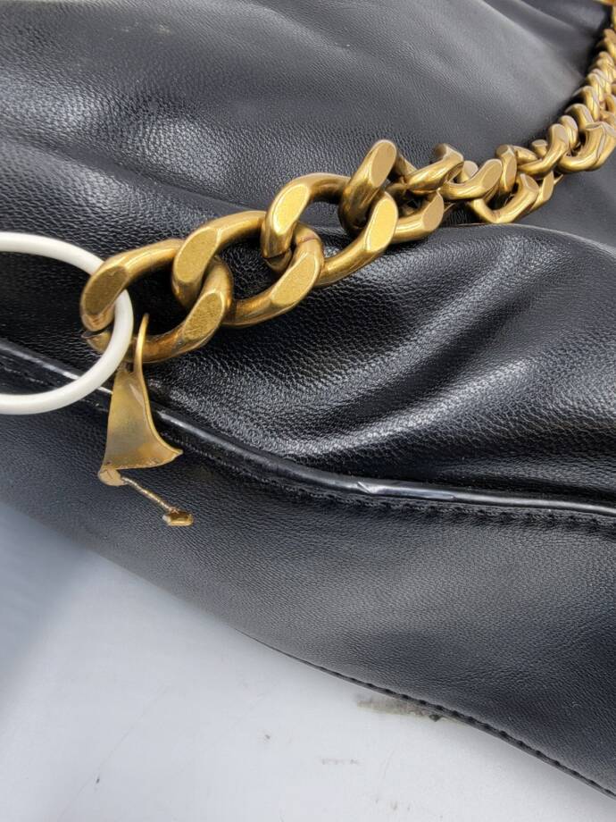 Circus by Sam Edelman Faux Leather Logo Patch Chain Strap Handbag Women's Black
