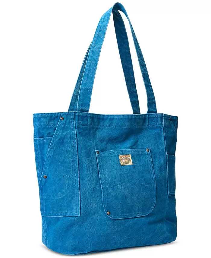 Polo Ralph Lauren Canvas Workwear Tote Bag Men's One Size Washed Blue Snap Top