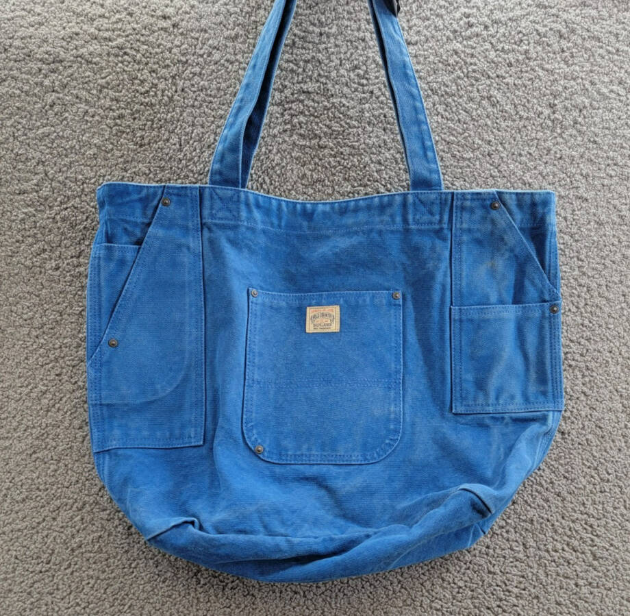 Polo Ralph Lauren Canvas Workwear Tote Bag Men's One Size Washed Blue Snap Top
