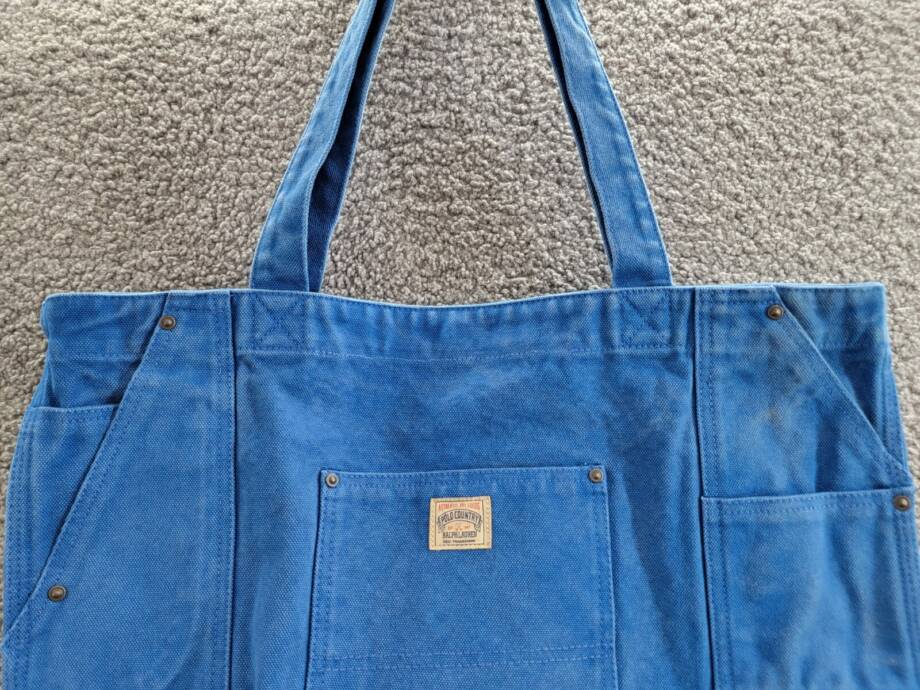 Polo Ralph Lauren Canvas Workwear Tote Bag Men's One Size Washed Blue Snap Top