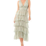 1.STATE Sleeveless Tiered Maxi Dress Women's 2 Multi Floral Ruffled Side Zip