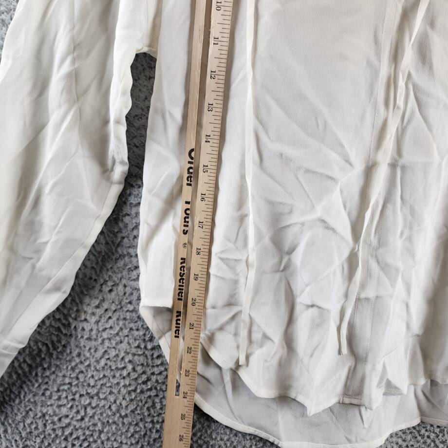 Equipment Femme Hailey Silk Blouse Women's XS Nature White Tie Neck Long Sleeve