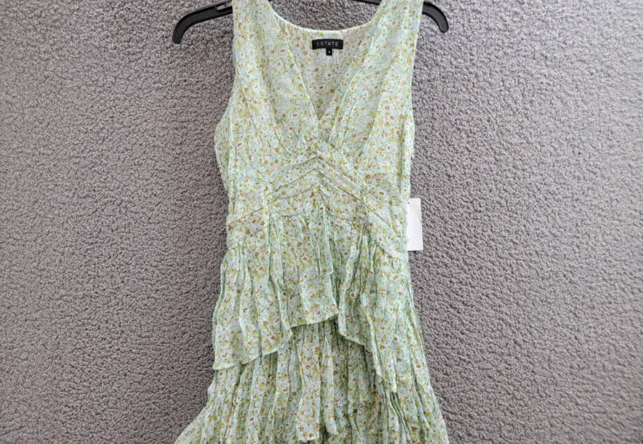 1.STATE Sleeveless Tiered Maxi Dress Women's 2 Multi Floral Ruffled Side Zip