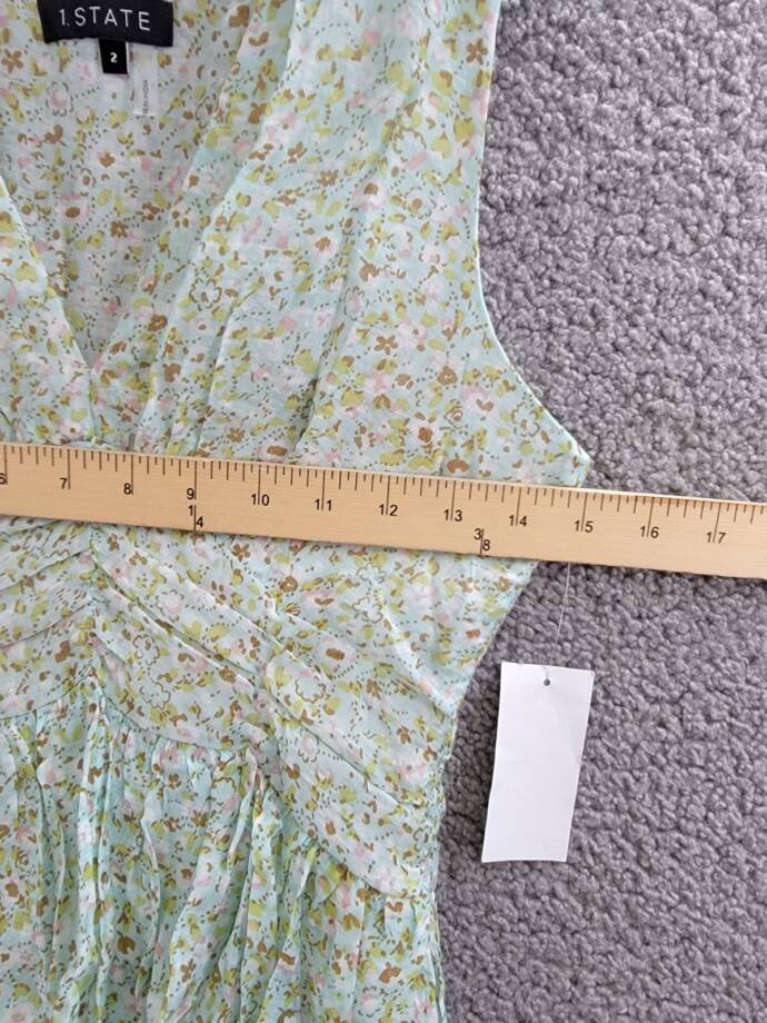 1.STATE Sleeveless Tiered Maxi Dress Women's 2 Multi Floral Ruffled Side Zip